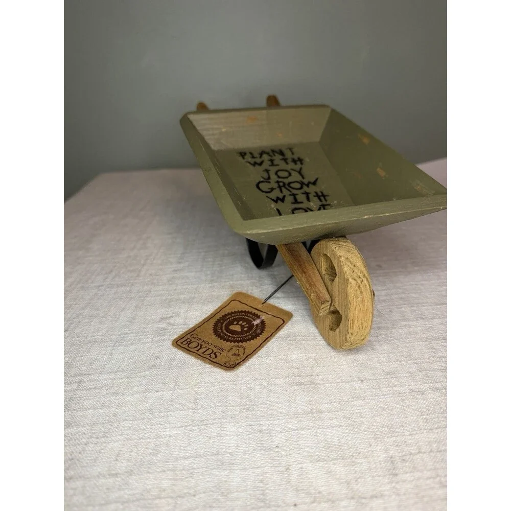 Boyds Collection Wheelbarrow Figurine Wood Distressed Inspirational 1pc